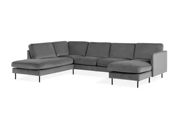 Teodin U-sofa med Divan Fløyel Høyre - Lysegrå - Møbler - Sofaer - Fløyelssofaer