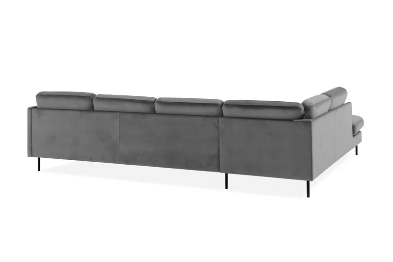 Teodin U-sofa med Divan Fløyel Høyre - Lysegrå - Møbler - Sofaer - Fløyelssofaer
