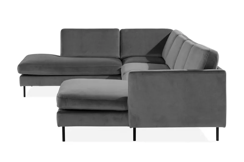 Teodin U-sofa med Divan Fløyel Høyre - Lysegrå - Møbler - Sofaer - Fløyelssofaer