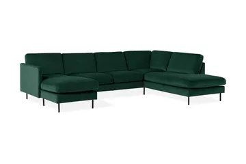 Teodin U-sofa med Divan Fløyel Venstre - Grønn - Møbler - Sofaer - Fløyelssofaer