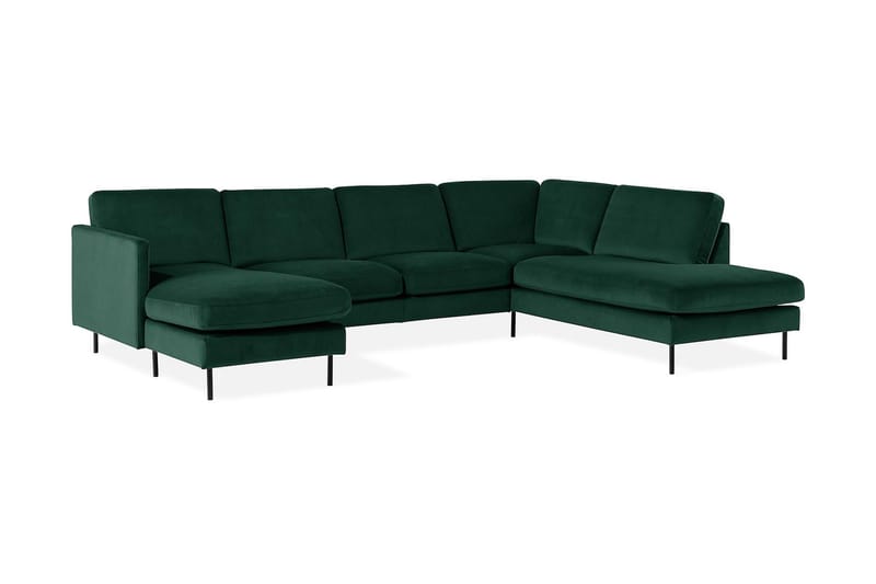 Teodin U-sofa med Divan Fløyel Venstre - Grønn - Møbler - Sofaer - Fløyelssofaer