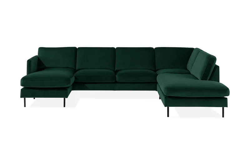 Teodin U-sofa med Divan Fløyel Venstre - Grønn - Møbler - Sofaer - Fløyelssofaer