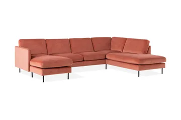 Teodin U-sofa med Divan Fløyel Venstre - Rosa - Møbler - Sofaer - Sofaer med sjeselong - 4 seters sofa med divan