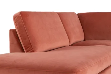 Teodin U-sofa med Divan Fløyel Venstre - Rosa - Møbler - Sofaer - Sofaer med sjeselong - 4 seters sofa med divan