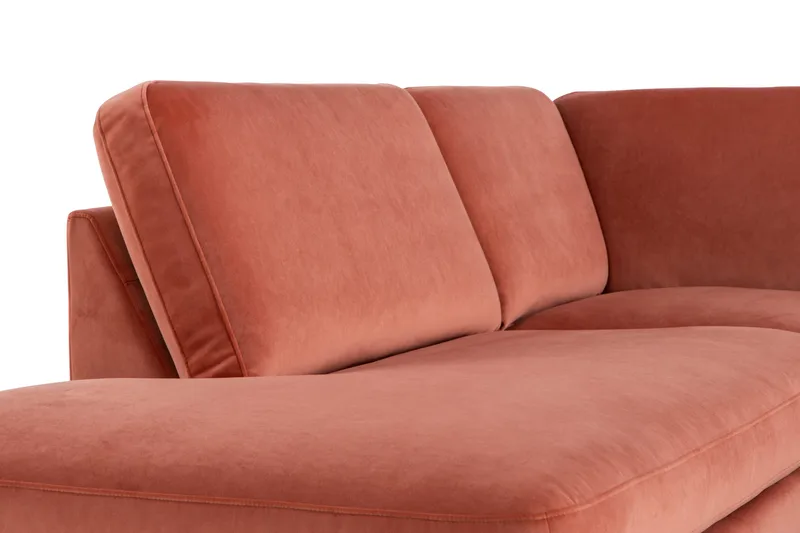 Teodin U-sofa med Divan Fløyel Venstre - Rosa - Møbler - Sofaer - Sofaer med sjeselong - 4 seters sofa med divan