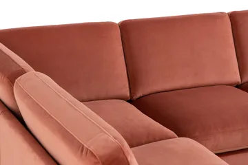 Teodin U-sofa med Divan Fløyel Venstre - Rosa - Møbler - Sofaer - Sofaer med sjeselong - 4 seters sofa med divan