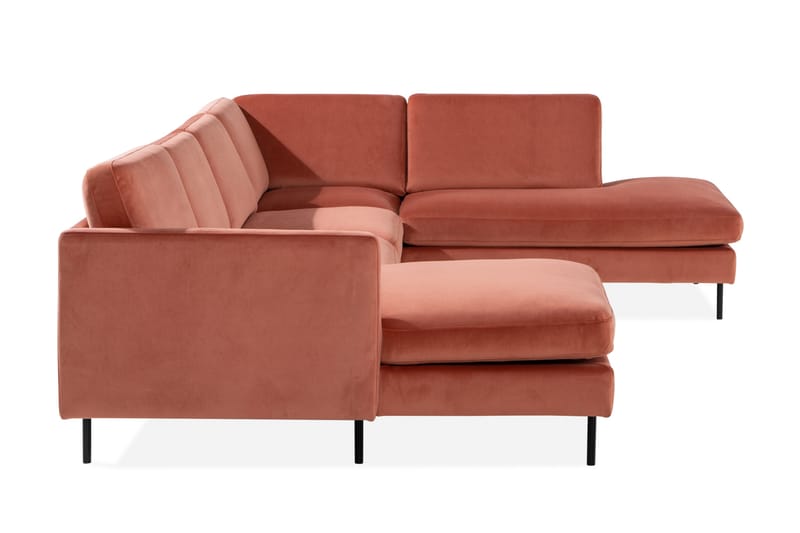 Teodin U-sofa med Divan Fløyel Venstre - Rosa - Møbler - Sofaer - Sofaer med sjeselong - 4 seters sofa med divan