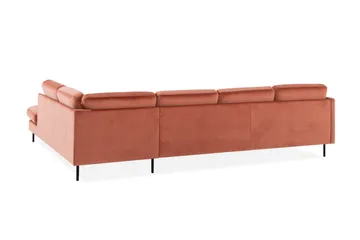 Teodin U-sofa med Divan Fløyel Venstre - Rosa - Møbler - Sofaer - Sofaer med sjeselong - 4 seters sofa med divan