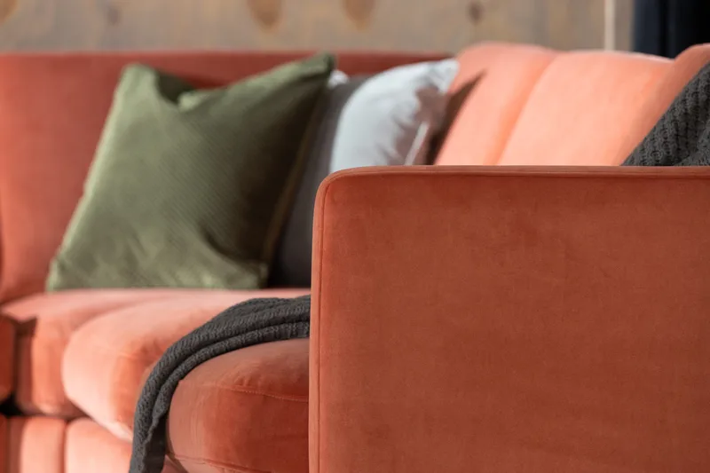 Teodin U-sofa med Divan Fløyel Venstre - Rosa - Møbler - Sofaer - Sofaer med sjeselong - 4 seters sofa med divan