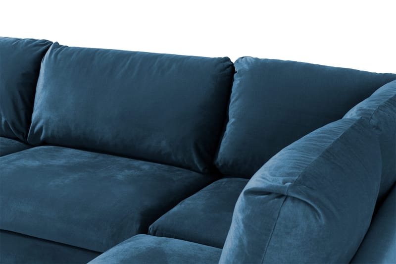 Trend 4-seters Høyrevendt L-formet Sjeselongsofa i Fløyel - Blå - Møbler - Sofaer - Sofaer med sjeselong - 4 seters sofa med divan