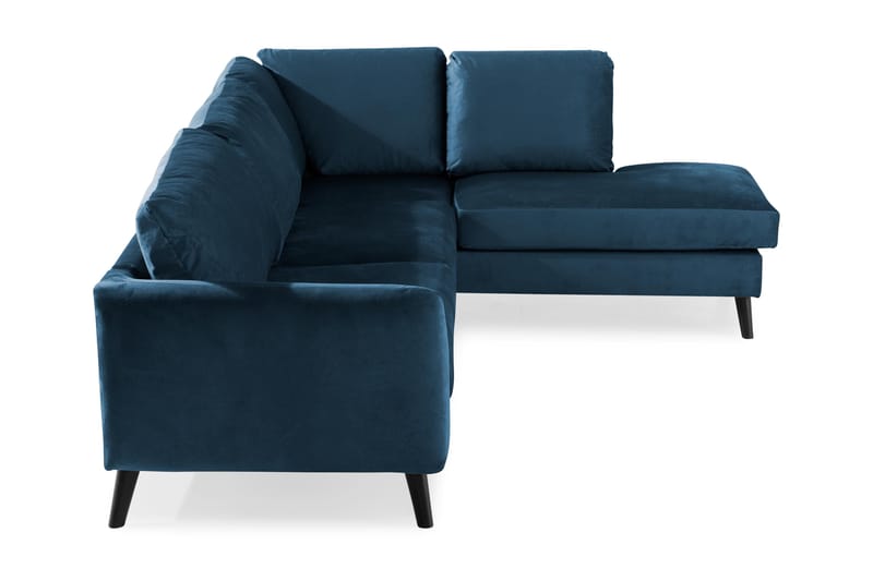 Trend 4-seters Høyrevendt L-formet Sjeselongsofa i Fløyel - Blå - Møbler - Sofaer - Sofaer med sjeselong - 4 seters sofa med divan