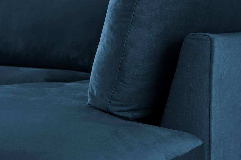 Trend 4-seters Høyrevendt L-formet Sjeselongsofa i Fløyel - Blå - Møbler - Sofaer - Sofaer med sjeselong - 4 seters sofa med divan