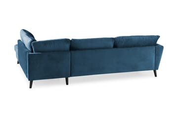 Trend 4-seters Høyrevendt L-formet Sjeselongsofa i Fløyel - Blå - Møbler - Sofaer - Sofaer med sjeselong - 4 seters sofa med divan