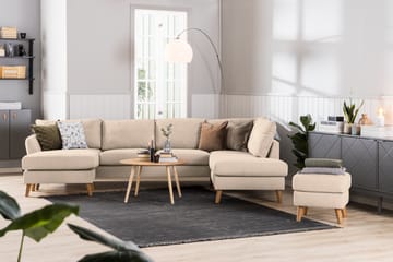 Trend 4-seters Høyrevendt L-formet Sjeselongsofa i Stoff 280 cm bred - Beige - Møbler - Sofaer - Sofaer med sjeselong - 4 seters sofa med divan