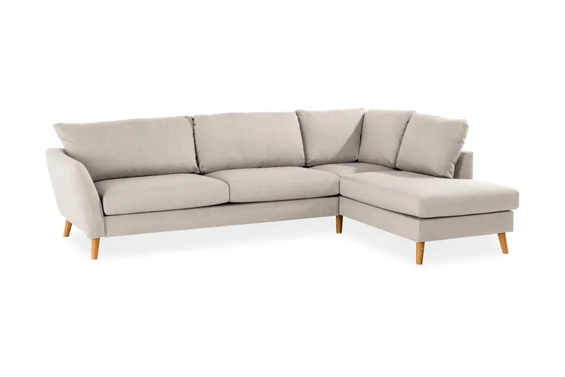 Trend 4-seters Høyrevendt L-formet Sjeselongsofa i Stoff 280 cm bred - Beige - Møbler - Sofaer - Sofaer med sjeselong - 4 seters sofa med divan