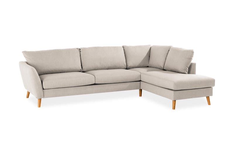 Trend 4-seters Høyrevendt L-formet Sjeselongsofa i Stoff 280 cm bred - Beige - Møbler - Sofaer - Sofaer med sjeselong - 4 seters sofa med divan