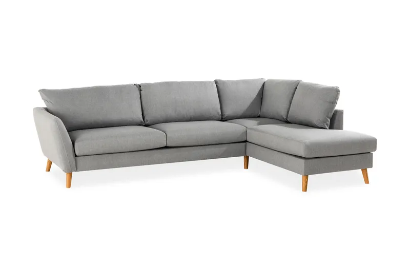 Trend 4-seters Høyrevendt L-formet Sjeselongsofa i Stoff - Grå - Møbler - Sofaer - Sofaer med sjeselong - 4 seters sofa med divan