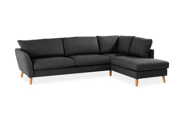 Trend 4-seters Høyrevendt L-formet Sjeselongsofa i Stoff - Svart - Møbler - Sofaer - Sofaer med sjeselong - 4 seters sofa med divan