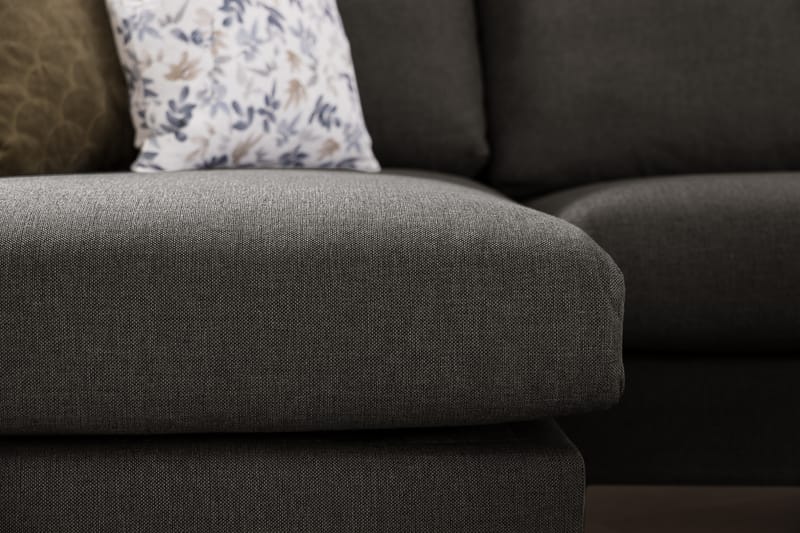 Trend 4-seters Høyrevendt L-formet Sjeselongsofa i Stoff - Svart - Møbler - Sofaer - Sofaer med sjeselong - 4 seters sofa med divan