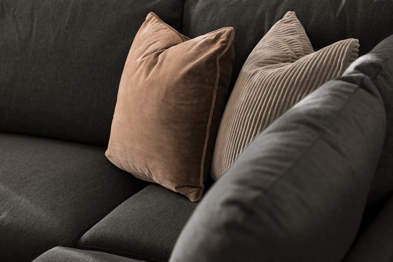 Trend 4-seters Høyrevendt L-formet Sjeselongsofa i Stoff - Svart - Møbler - Sofaer - Sofaer med sjeselong - 4 seters sofa med divan