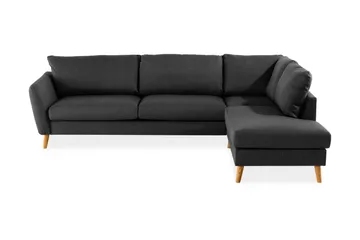 Trend 4-seters Høyrevendt L-formet Sjeselongsofa i Stoff - Svart - Møbler - Sofaer - Sofaer med sjeselong - 4 seters sofa med divan