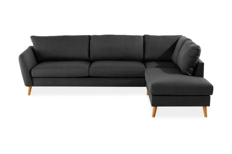 Trend 4-seters Høyrevendt L-formet Sjeselongsofa i Stoff - Svart - Møbler - Sofaer - Sofaer med sjeselong - 4 seters sofa med divan