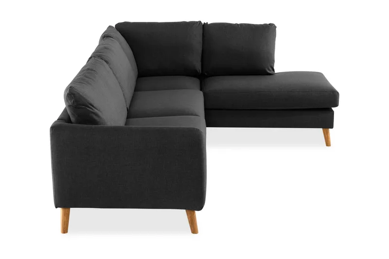 Trend 4-seters Høyrevendt L-formet Sjeselongsofa i Stoff - Svart - Møbler - Sofaer - Sofaer med sjeselong - 4 seters sofa med divan