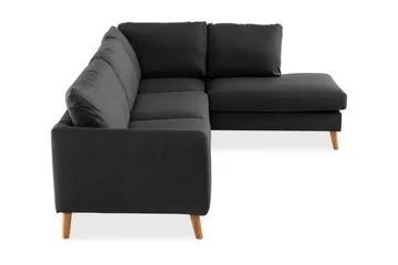 Trend 4-seters Høyrevendt L-formet Sjeselongsofa i Stoff - Svart - Møbler - Sofaer - Sofaer med sjeselong - 4 seters sofa med divan