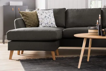 Trend 4-seters Høyrevendt L-formet Sjeselongsofa i Stoff - Svart - Møbler - Sofaer - Sofaer med sjeselong - 4 seters sofa med divan