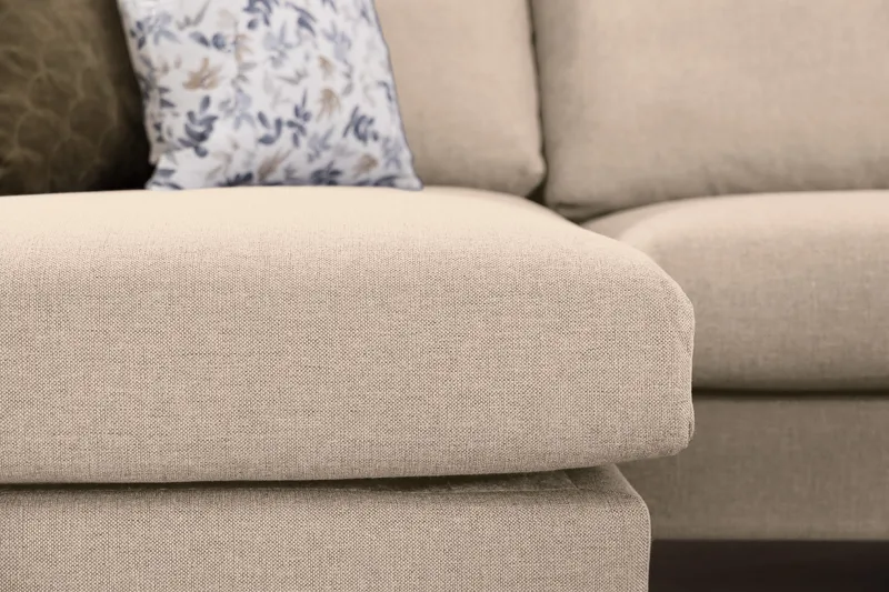 Trend 4-seters Venstrevendt L-formet Divansofa i Stoff - Beige - Møbler - Sofaer - Sofaer med sjeselong - 4 seters sofa med divan