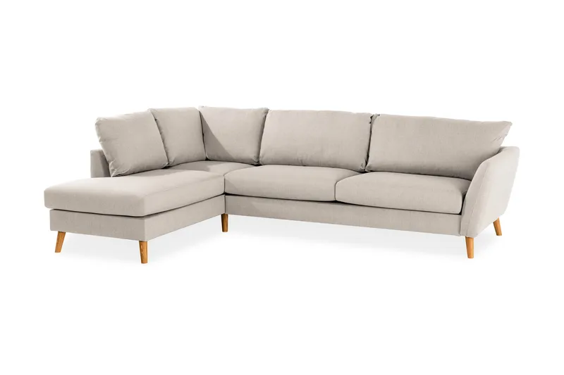 Trend 4-seters Venstrevendt L-formet Divansofa i Stoff - Beige - Møbler - Sofaer - Sofaer med sjeselong - 4 seters sofa med divan