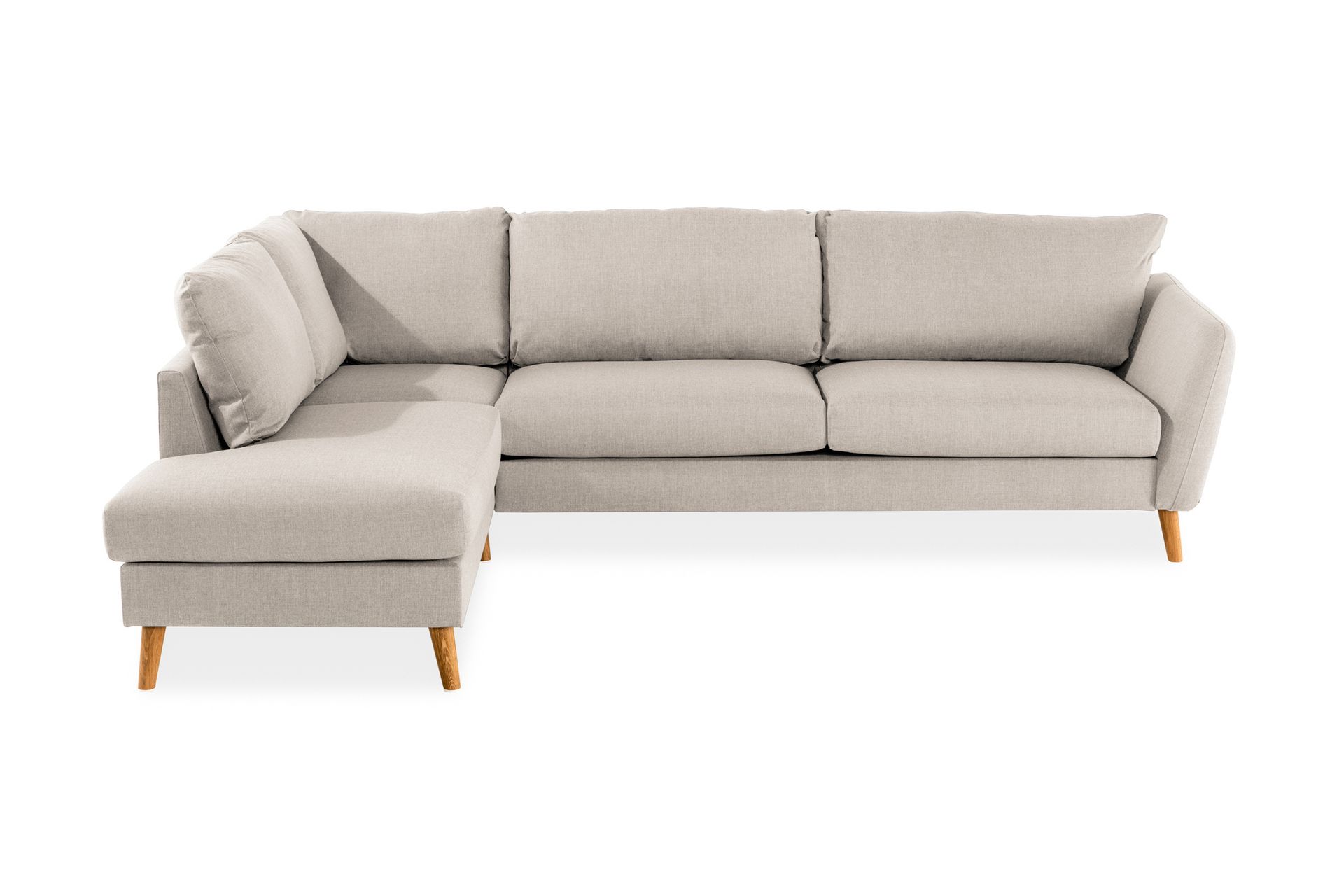 Trend 4-seters Venstrevendt L-formet Divansofa i Stoff - Beige - Møbler - Sofaer - Sofaer med sjeselong - 4 seters sofa med divan