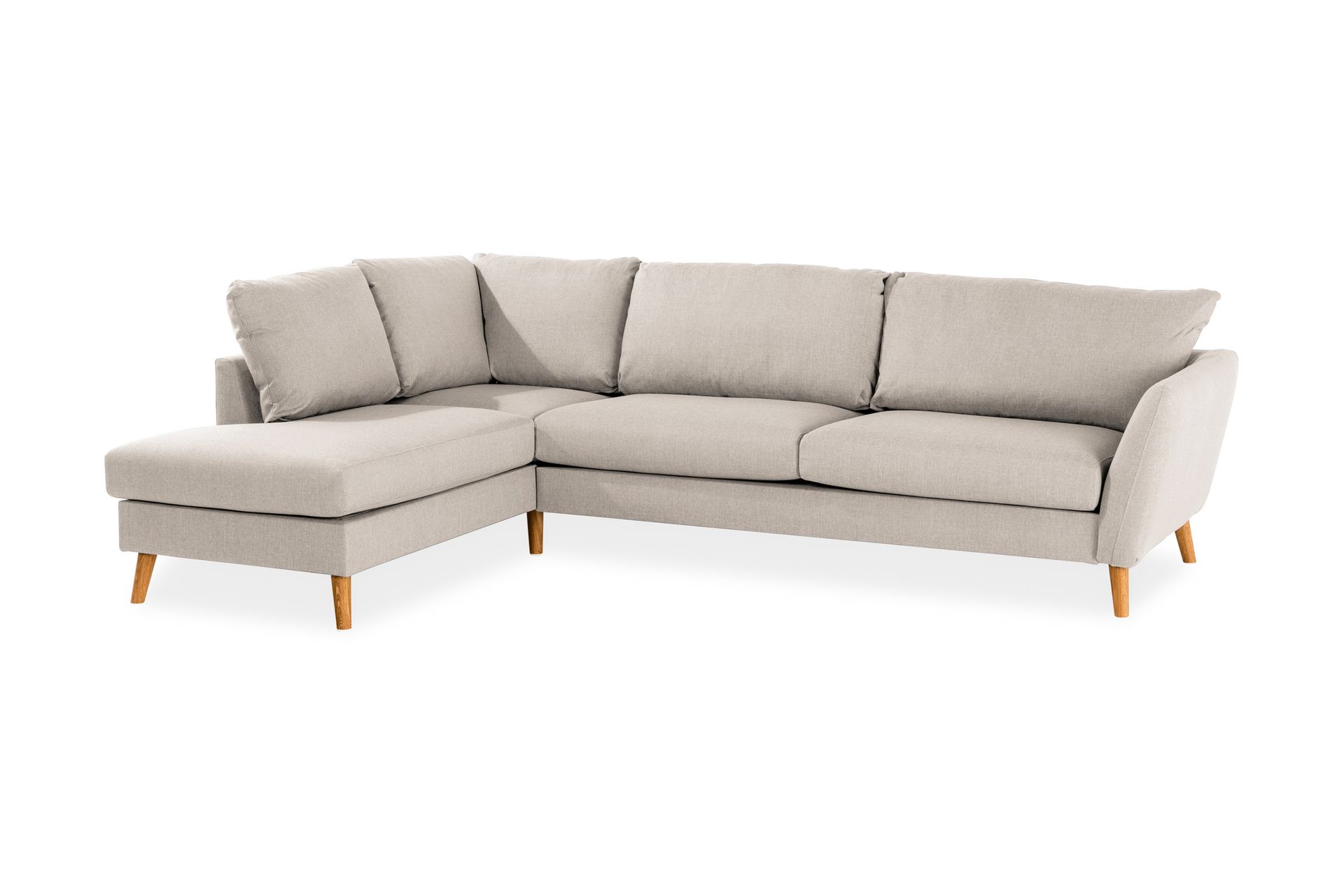 Trend 4-seters Venstrevendt L-formet Divansofa i Stoff - Beige - Møbler - Sofaer - Sofaer med sjeselong - 4 seters sofa med divan