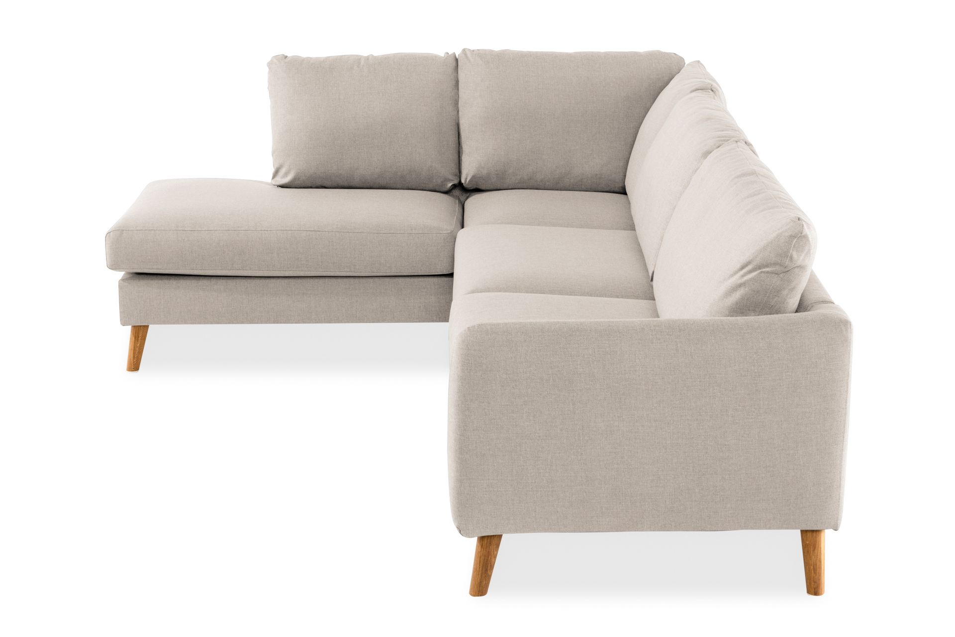 Trend 4-seters Venstrevendt L-formet Divansofa i Stoff - Beige - Møbler - Sofaer - Sofaer med sjeselong - 4 seters sofa med divan