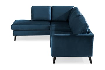 Trend 4-seters Venstrevendt L-formet Sjeselongsofa i Fløyel - Blå - Møbler - Sofaer - Sofaer med sjeselong - 4 seters sofa med divan