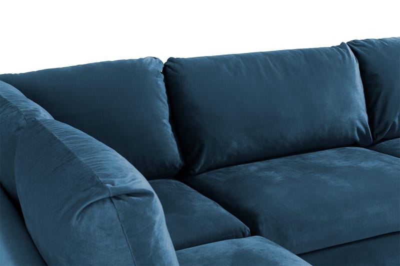 Trend 4-seters Venstrevendt L-formet Sjeselongsofa i Fløyel - Blå - Møbler - Sofaer - Sofaer med sjeselong - 4 seters sofa med divan