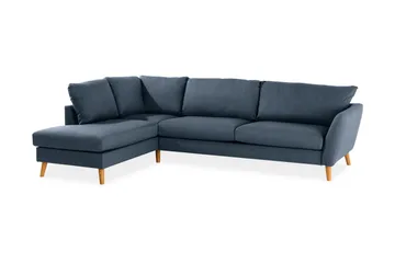 Trend 4-seters Venstrevendt L-formet Sjeselongsofa i Stoff - Blå - Møbler - Sofaer - Sofaer med sjeselong - 4 seters sofa med divan