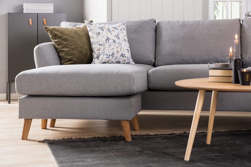 Trend 4-seters Venstrevendt L-formet Sjeselongsofa i Stoff - Grå - Møbler - Sofaer - Sofaer med sjeselong - 4 seters sofa med divan