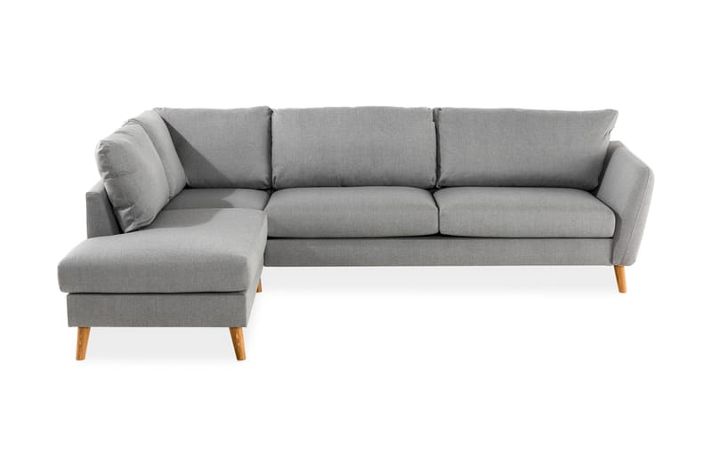 Trend 4-seters Venstrevendt L-formet Sjeselongsofa i Stoff - Grå - Møbler - Sofaer - Sofaer med sjeselong - 4 seters sofa med divan