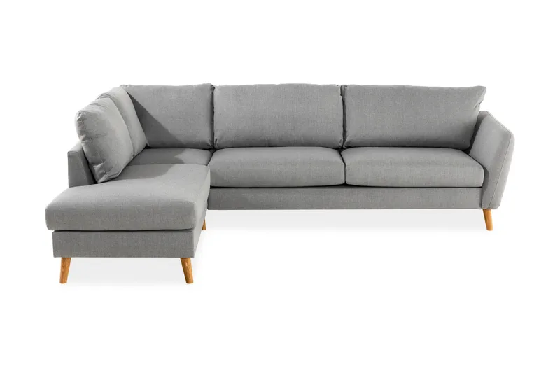 Trend 4-seters Venstrevendt L-formet Sjeselongsofa i Stoff - Grå - Møbler - Sofaer - Sofaer med sjeselong - 4 seters sofa med divan