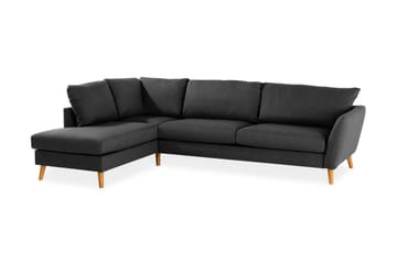 Trend 4-seters Venstrevendt L-formet Sjeselongsofa i Stoff - Svart - Møbler - Sofaer - Sofaer med sjeselong - 4 seters sofa med divan