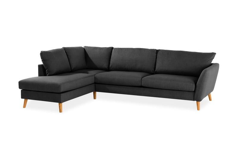 Trend 4-seters Venstrevendt L-formet Sjeselongsofa i Stoff - Svart - Møbler - Sofaer - Sofaer med sjeselong - 4 seters sofa med divan
