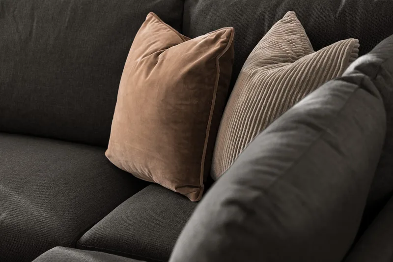 Trend 4-seters Venstrevendt L-formet Sjeselongsofa i Stoff - Svart - Møbler - Sofaer - Sofaer med sjeselong - 4 seters sofa med divan