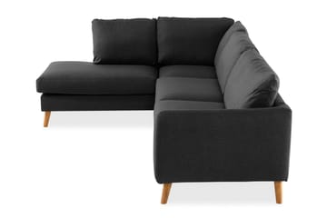 Trend 4-seters Venstrevendt L-formet Sjeselongsofa i Stoff - Svart - Møbler - Sofaer - Sofaer med sjeselong - 4 seters sofa med divan