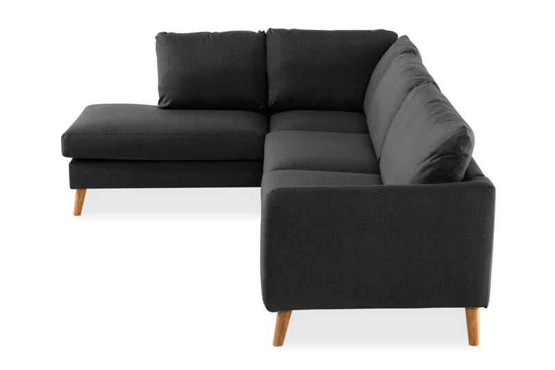 Trend 4-seters Venstrevendt L-formet Sjeselongsofa i Stoff - Svart - Møbler - Sofaer - Sofaer med sjeselong - 4 seters sofa med divan