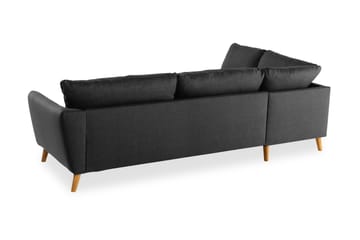 Trend 4-seters Venstrevendt L-formet Sjeselongsofa i Stoff - Svart - Møbler - Sofaer - Sofaer med sjeselong - 4 seters sofa med divan