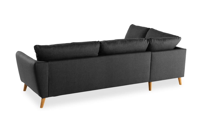Trend 4-seters Venstrevendt L-formet Sjeselongsofa i Stoff - Svart - Møbler - Sofaer - Sofaer med sjeselong - 4 seters sofa med divan