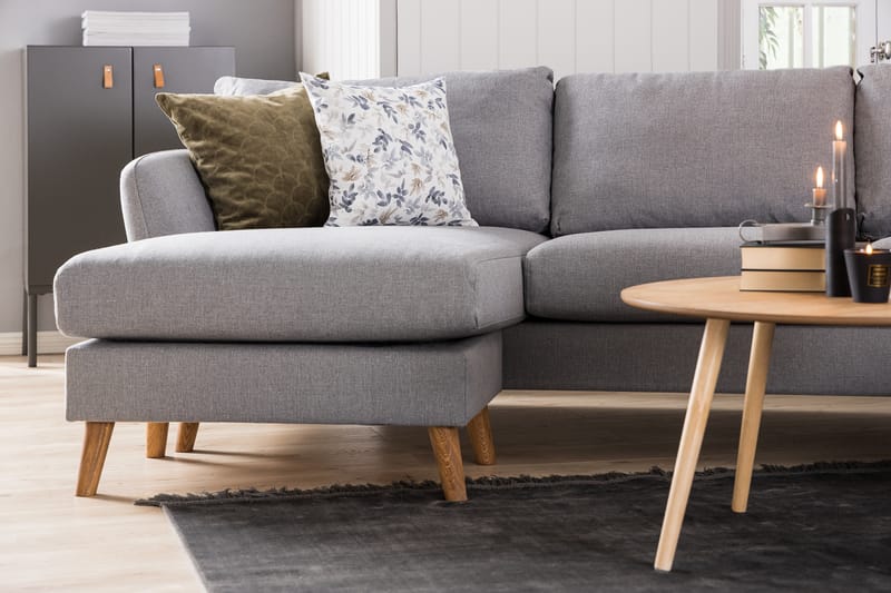 Trend 5-seters Venstrevendt U-formet Hjørnesofa med Divan i Stoff - Grå - Møbler - Sofaer - Hjørnesofaer - Hjørnesofa med divan