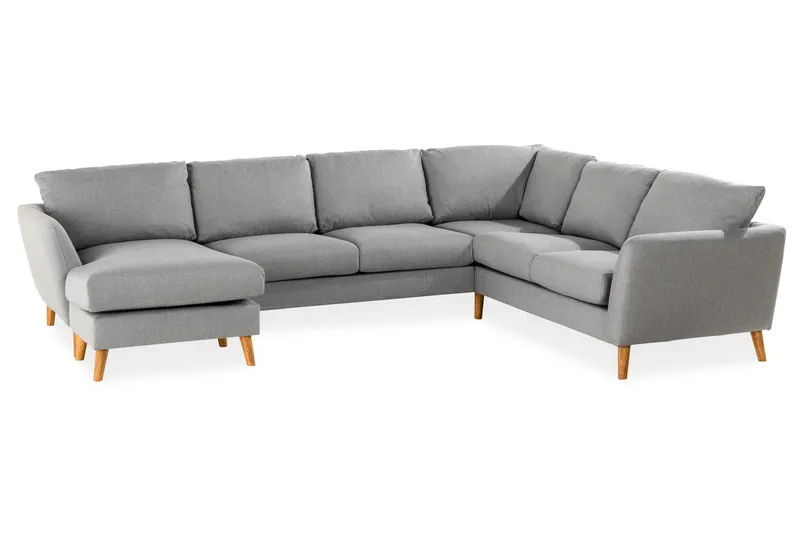 Trend 5-seters Venstrevendt U-formet Hjørnesofa med Divan i Stoff - Grå - Møbler - Sofaer - Hjørnesofaer - Hjørnesofa med divan