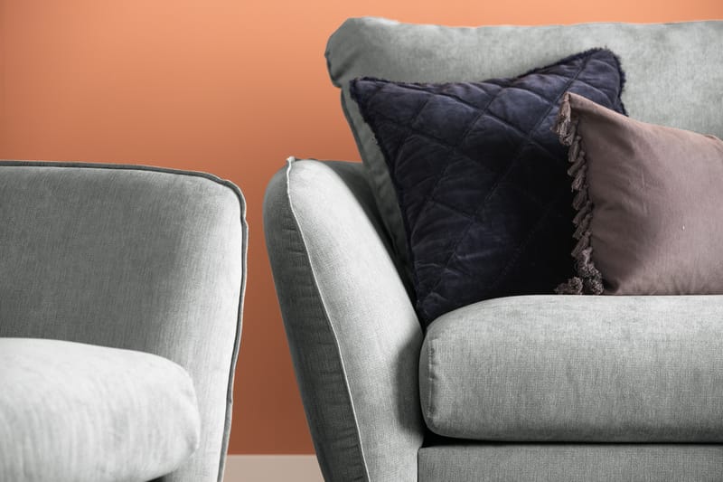 Trend Lyx 3-seters Høyrevendt L-formet Sjeselongsofa i Stoff - Grå - Møbler - Sofaer - Sofaer med sjeselong - 4 seters sofa med divan